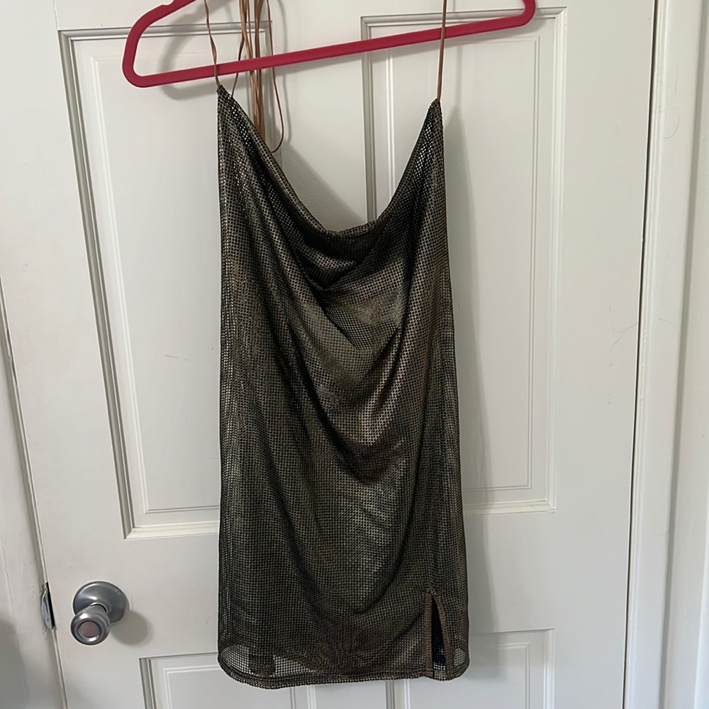 12th Tribe - Gold Metallic Mesh festival dress NEW